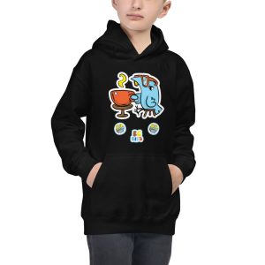 Kids Hoodie cartoon bird coffee